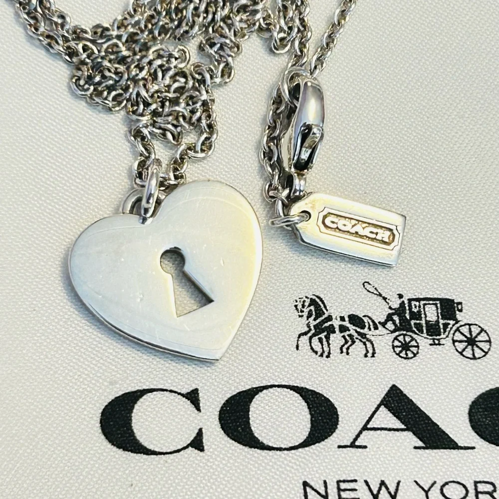NWOT RARE Coach 925 Sterling Silver Heart Charm Necklace - Picture 12 of 12